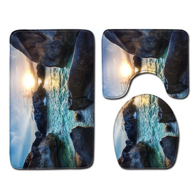 Otisnuti pejzaž Kupaonske prostirke za kupaonicu WC podna prostirka Set kupaonskih tepiha Set prostirki za tuširanje Protuklizna prostirka od memorijske pjene Set toaletnih prostirki