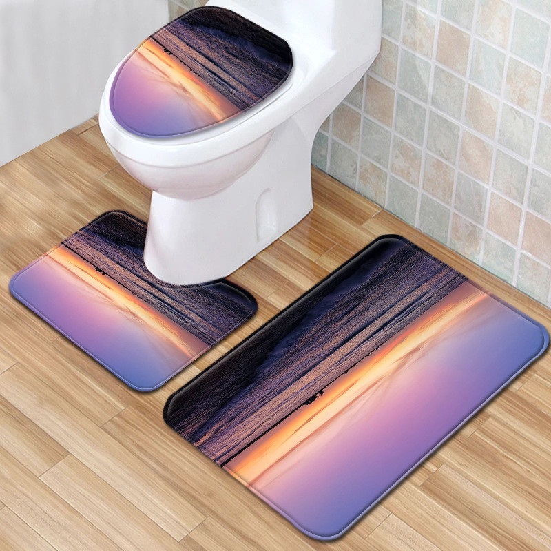 Otisnuti pejzaž Kupaonske prostirke za kupaonicu WC podna prostirka Set kupaonskih tepiha Set prostirki za tuširanje Protuklizna prostirka od memorijske pjene Set toaletnih prostirki