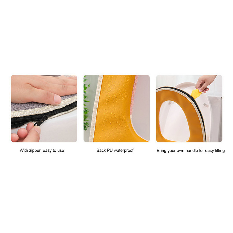 Tualetes sēdekļa pārvalks ar rokturi, karikatūra suns izšuvums universāla izmēra tualetes spilvens mazgājams vannasistabas rīks