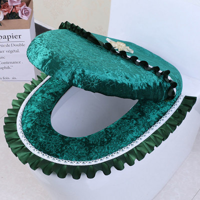 Eiropas stila zelta dimanta samta tualetes spilvenu komplekts mājsaimniecības ūdensnecaurlaidīgs tualetes sēdekļa spilvens Trīsdaļīgs vienkrāsains spilvens