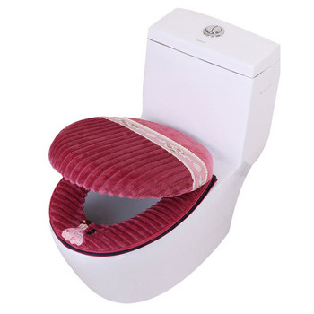 Мека кадифена подложка за тоалетна чиния с карикатурен принт Калъф за тоалетна седалка Универсален миещ се миещ се капак за протектор за тоалетна възглавница Декор за баня