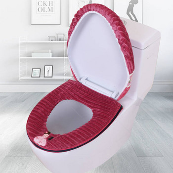 Μαλακό κοτλέ χαλάκι τουαλέτας Κάλυμμα καθίσματος τουαλέτας με εμπριμέ τυπωμένο κάλυμμα καθολικής χρήσης προστατευτικό τουαλέτας κάλυμμα μαξιλαριού Διακόσμηση μπάνιου