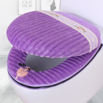 Mīksts velveta tualetes paklājiņš Karikatūras apdrukāts tualetes sēdekļa pārklājs Universāls mazgājams tualetes aizsargpārklājs spilvens vannas istabas dekors