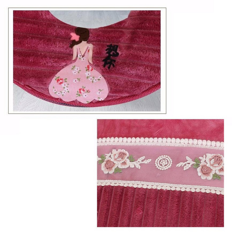 Mīksts velveta tualetes paklājiņš Karikatūras apdrukāts tualetes sēdekļa pārklājs Universāls mazgājams tualetes aizsargpārklājs spilvens vannas istabas dekors