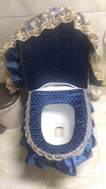 Fyjafon 3τμχ Κάλυμμα καθίσματος τουαλέτας με τσάντα αποθήκευσης χακί Πράσινο πανωφόρι Θήκη τουαλέτας Ζεστό ντουλάπι Κάλυμμα καθίσματος Μαλακό χαλάκι που πλένεται