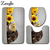 Kupaonski tepih Zeegle Cat Pattern Set prostirki za kupaonicu od mikrovlakana 3 kom. Kupaonske prostirke Protuklizna prostirka za WC kupaonske prostirke Tepisi za tuširanje