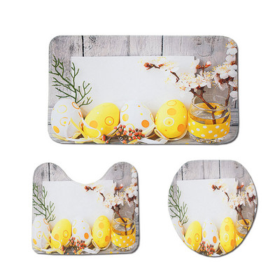 Zeegle Set prostirki za kupaonicu Uskršnja prostirka za dekoraciju WC-a Tepih Postolje Tepih Poklopac Navlaka za WC školjku Periva otirač Poliesterska kupaonska prostirka