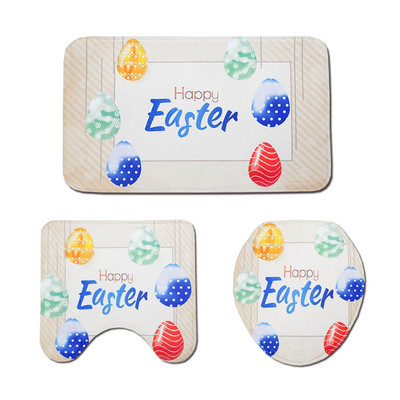 Zeegle Set prostirki za kupaonicu Uskršnja prostirka za dekoraciju WC-a Tepih Postolje Tepih Poklopac Navlaka za WC školjku Periva otirač Poliesterska kupaonska prostirka