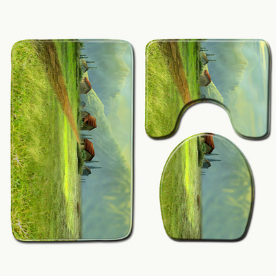 Zeegle Scenic Printed vannas paklājiņu komplekts Tualetes paklāji Pretslīdēšanas vannasistabas paklāju komplekts Sākums Tualetes vāks Dušas istabas Paklājs Grīdas Paklāji
