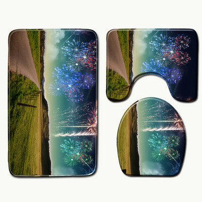 Zeegle Scenic Printed vannas paklājiņu komplekts Tualetes paklāji Pretslīdēšanas vannasistabas paklāju komplekts Sākums Tualetes vāks Dušas istabas Paklājs Grīdas Paklāji