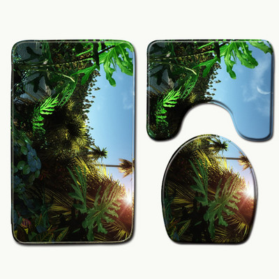 Zeegle Scenic Printed vannas paklājiņu komplekts Tualetes paklāji Pretslīdēšanas vannasistabas paklāju komplekts Sākums Tualetes vāks Dušas istabas Paklājs Grīdas Paklāji