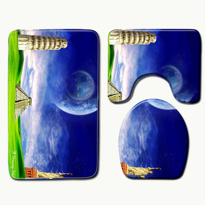 Zeegle Scenic Printed vannas paklājiņu komplekts Tualetes paklāji Pretslīdēšanas vannasistabas paklāju komplekts Sākums Tualetes vāks Dušas istabas Paklājs Grīdas Paklāji