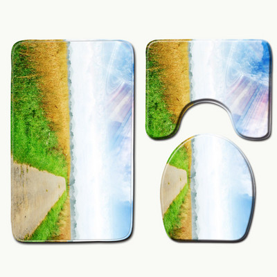 Zeegle Scenic Printed vannas paklājiņu komplekts Tualetes paklāji Pretslīdēšanas vannasistabas paklāju komplekts Sākums Tualetes vāks Dušas istabas Paklājs Grīdas Paklāji