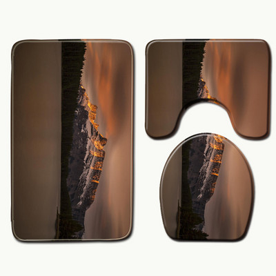 Zeegle Scenic Printed vannas paklājiņu komplekts Tualetes paklāji Pretslīdēšanas vannasistabas paklāju komplekts Sākums Tualetes vāks Dušas istabas Paklājs Grīdas Paklāji