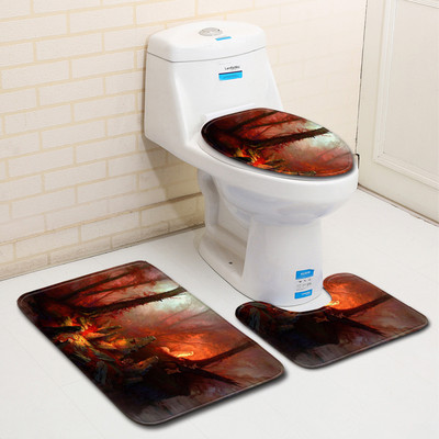 Zeegle print Set kupaonskih prostirki WC prostirka Otirač WC Ulazna prostirka Tepih s postoljem Ekološki tepih za uređenje doma WC proizvod