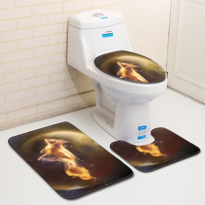 Zeegle print Set kupaonskih prostirki WC prostirka Otirač WC Ulazna prostirka Tepih s postoljem Ekološki tepih za uređenje doma WC proizvod