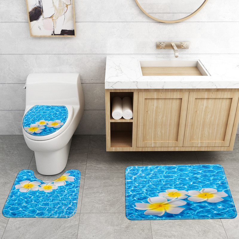 3D ispis Kupaonski tepih Tepih Kućni dekor Prostirka za kupaonicu i vodootporni set zastora za tuširanje Memorijska pjena Navlaka za WC školjku Podmetač za noge