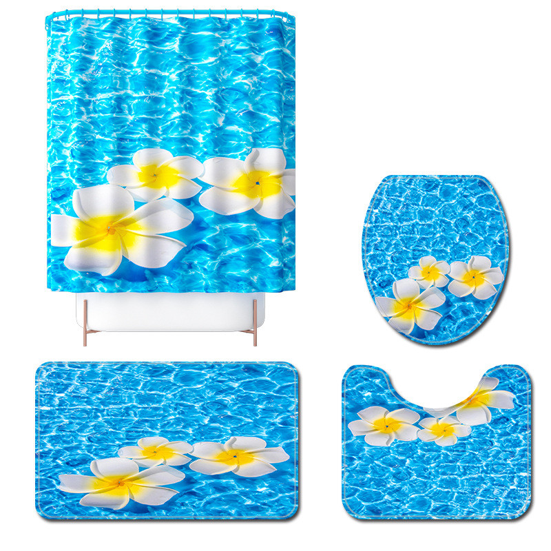 3D ispis Kupaonski tepih Tepih Kućni dekor Prostirka za kupaonicu i vodootporni set zastora za tuširanje Memorijska pjena Navlaka za WC školjku Podmetač za noge