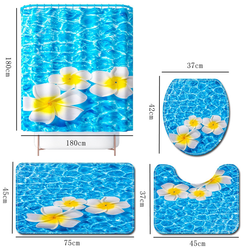 3D ispis Kupaonski tepih Tepih Kućni dekor Prostirka za kupaonicu i vodootporni set zastora za tuširanje Memorijska pjena Navlaka za WC školjku Podmetač za noge
