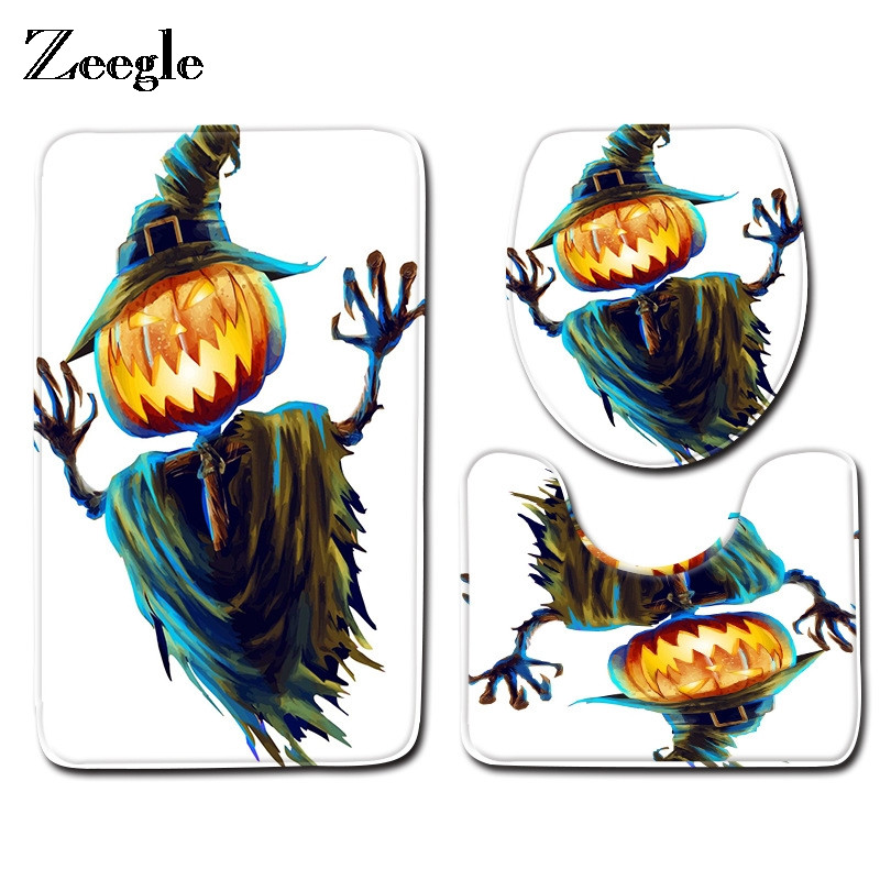 Zeegle Halloween tepih za kupaonicu 3 kom kupaonske prostirke Kupaonske prostirke Upijajuće kupaonske podne prostirke Kupaonski tepih Set prostirki za tuširanje