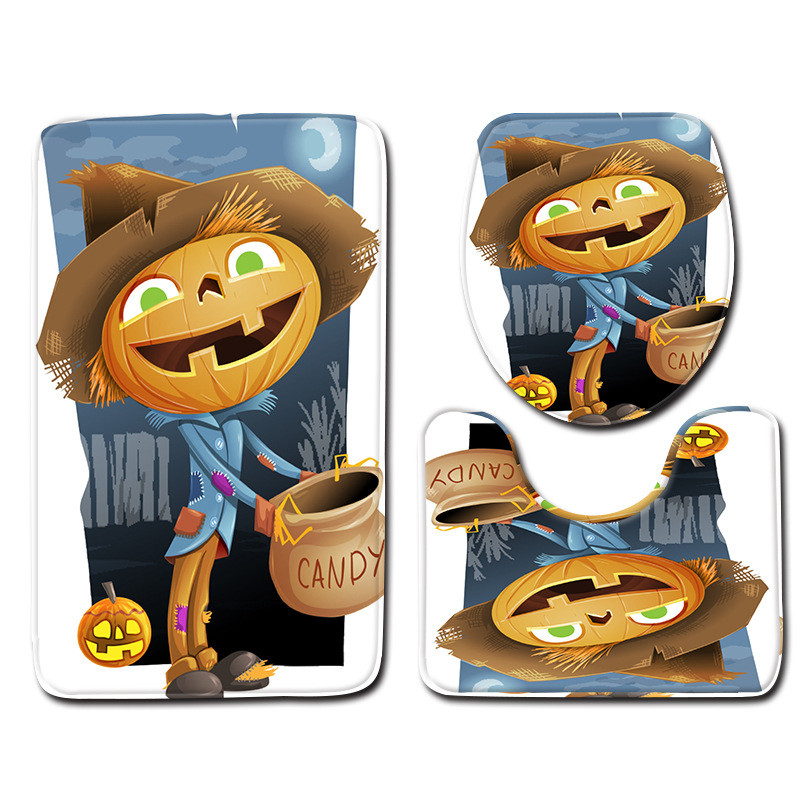 Zeegle Halloween tepih za kupaonicu 3 kom kupaonske prostirke Kupaonske prostirke Upijajuće kupaonske podne prostirke Kupaonski tepih Set prostirki za tuširanje