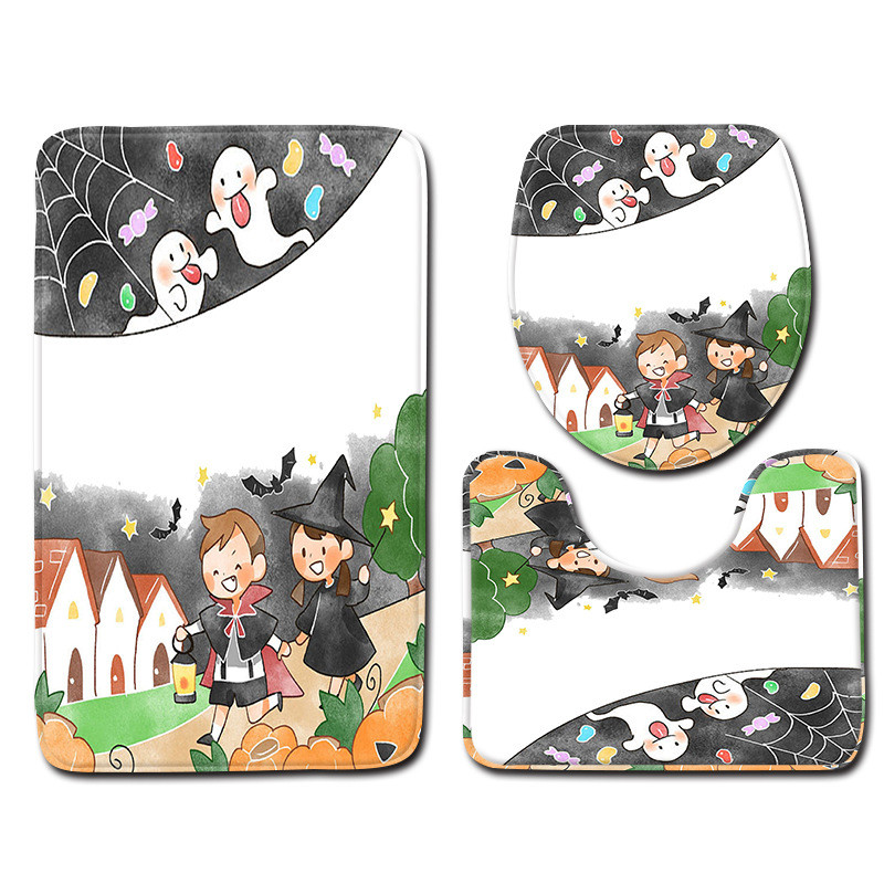 Zeegle Halloween tepih za kupaonicu 3 kom kupaonske prostirke Kupaonske prostirke Upijajuće kupaonske podne prostirke Kupaonski tepih Set prostirki za tuširanje