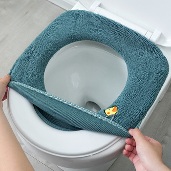 Зимно топло покривало за тоалетна седалка Closestool Mat Миещи се домашни аксесоари за баня Плетива Pure Color Мека O-образна подложка Покривало за биде