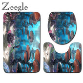 Zeegle tiskani uzorak Set prostirki za kupaonicu WC U tip prostirke Podnožje Tepih Poklopac Navlaka za WC školjku Poliester Podna prostirka za kupaonicu Ulazni tepih