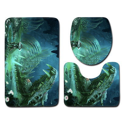 Zeegle tiskani uzorak Set prostirki za kupaonicu WC U tip prostirke Podnožje Tepih Poklopac Navlaka za WC školjku Poliester Podna prostirka za kupaonicu Ulazni tepih