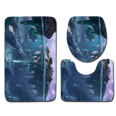 Zeegle tiskani uzorak Set prostirki za kupaonicu WC U tip prostirke Podnožje Tepih Poklopac Navlaka za WC školjku Poliester Podna prostirka za kupaonicu Ulazni tepih