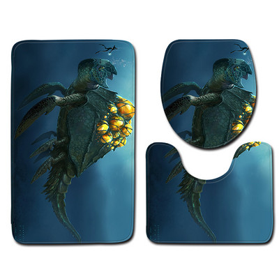 Zeegle tiskani uzorak Set prostirki za kupaonicu WC U tip prostirke Podnožje Tepih Poklopac Navlaka za WC školjku Poliester Podna prostirka za kupaonicu Ulazni tepih