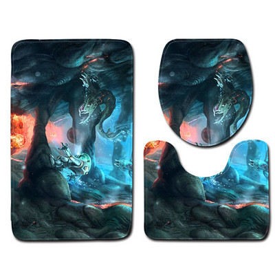 Zeegle tiskani uzorak Set prostirki za kupaonicu WC U tip prostirke Podnožje Tepih Poklopac Navlaka za WC školjku Poliester Podna prostirka za kupaonicu Ulazni tepih