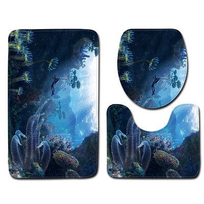 Zeegle tiskani uzorak Set prostirki za kupaonicu WC U tip prostirke Podnožje Tepih Poklopac Navlaka za WC školjku Poliester Podna prostirka za kupaonicu Ulazni tepih