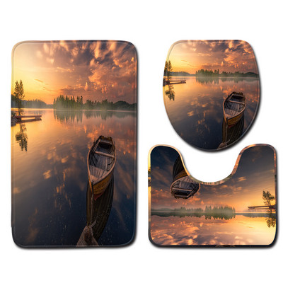 Zeegle WC prostirka za WC U tip Set prostirki za kupaonicu Poklopac Poklopac za WC školjku Neklizajuća podloga Neklizajuća prostirka za kupaonicu Poliester WC prostirka za noge Podna prostirka