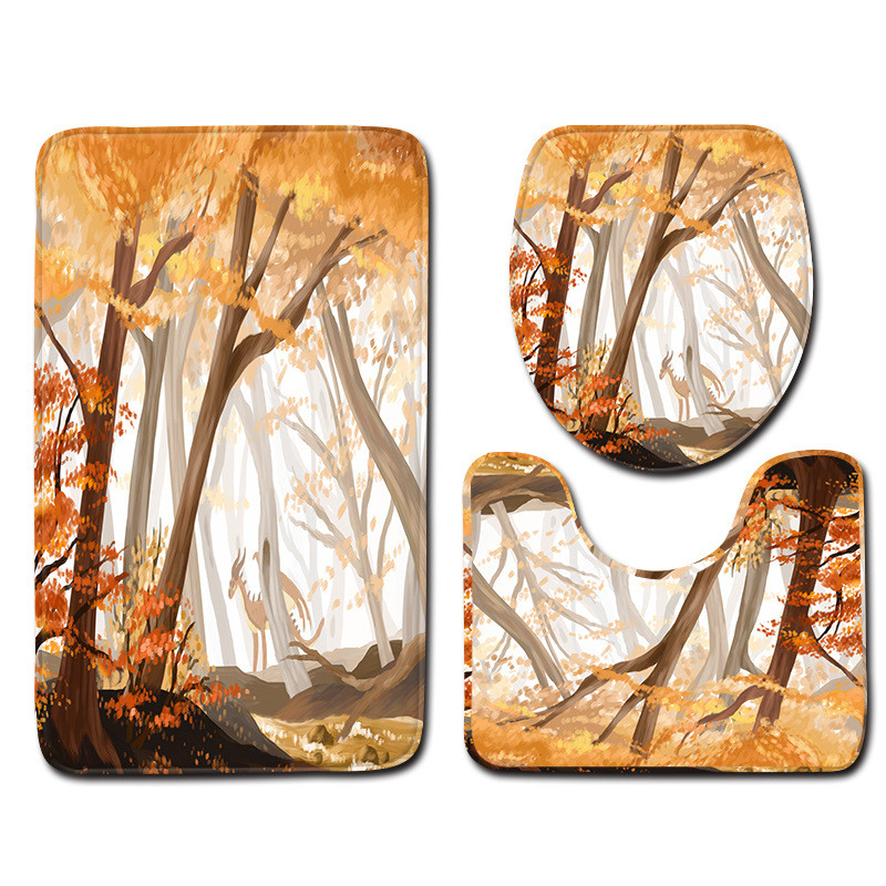 Zeegle WC prostirka za WC U tip Set prostirki za kupaonicu Poklopac Poklopac za WC školjku Neklizajuća podloga Neklizajuća prostirka za kupaonicu Poliester WC prostirka za noge Podna prostirka