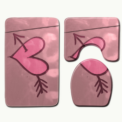 Zeegle 3PCS set kupaonskih prostirki Creative Heart tepisi za kupaonicu Neklizajuće WC prostirke Podnožje Poklopac za prostirku Poklopac WC školjke Otirač za kupaonicu