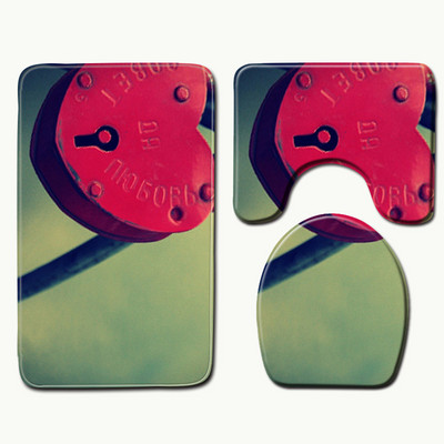 Zeegle 3PCS set kupaonskih prostirki Creative Heart tepisi za kupaonicu Neklizajuće WC prostirke Podnožje Poklopac za prostirku Poklopac WC školjke Otirač za kupaonicu