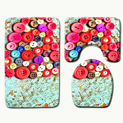 Zeegle 3PCS set kupaonskih prostirki Creative Heart tepisi za kupaonicu Neklizajuće WC prostirke Podnožje Poklopac za prostirku Poklopac WC školjke Otirač za kupaonicu