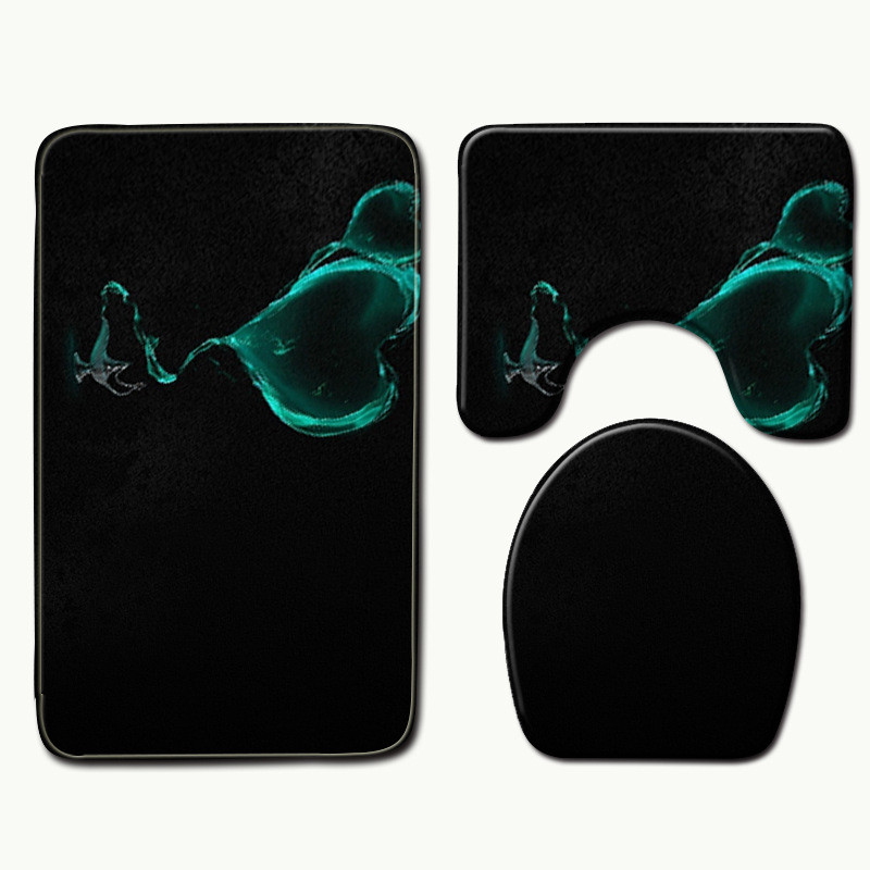 Zeegle 3PCS set kupaonskih prostirki Creative Heart tepisi za kupaonicu Neklizajuće WC prostirke Podnožje Poklopac za prostirku Poklopac WC školjke Otirač za kupaonicu