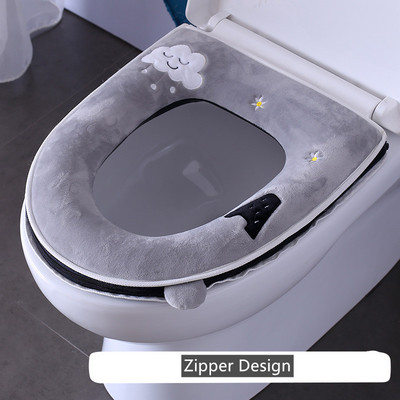 Ziemas siltais tualetes sēdekļa pārvalks Closestool Mat 1 gab Mazgājami vannas istabas piederumi Adīšana Pure Color Mīksts O-formas spilventiņš bidē pārvalks