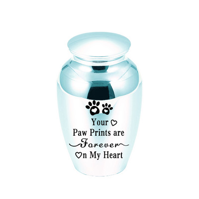 70x45MM Urna s otiskom pseće šape Mini urne za ljudski pepeo Urne za uspomene od nehrđajućeg čelika za kremiranje za držač pepela Zauvijek u mom srcu
