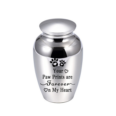 70x45MM Urna s otiskom pseće šape Mini urne za ljudski pepeo Urne za uspomene od nehrđajućeg čelika za kremiranje za držač pepela Zauvijek u mom srcu