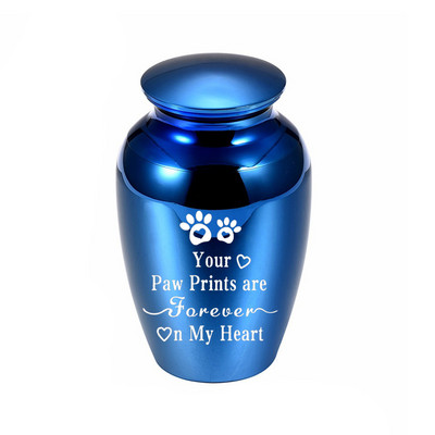 70x45MM Urna s otiskom pseće šape Mini urne za ljudski pepeo Urne za uspomene od nehrđajućeg čelika za kremiranje za držač pepela Zauvijek u mom srcu