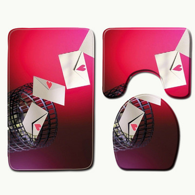 Zeegle Protuklizne kupaonske prostirke s printom za Valentinovo U-oblik Podne prostirke WC navlaka Kupaonica Mala prostirka WC tepih Prostirke za kupaonicu