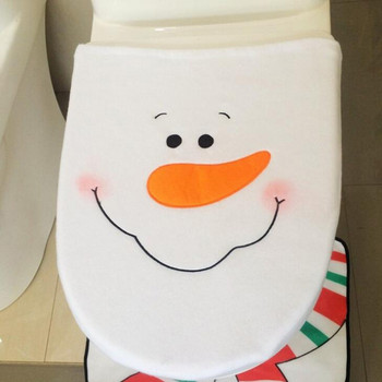 1 бр. Коледна украса Нова година Покривало за тоалетна седалка Снежен човек за капак на капака на домашна тоалетна Чиния Аксесоари за баня