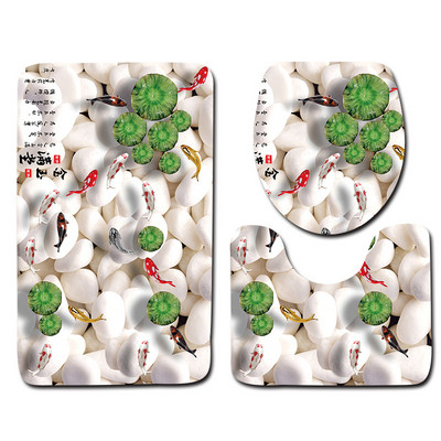 Zeegle Kupaonski tepisi s 3D otisnutim ribama 3-dijelni protuklizni tepih u WC-u Periv postolje Poklopac tepiha Poklopac WC-a Otirači za kupaonicu