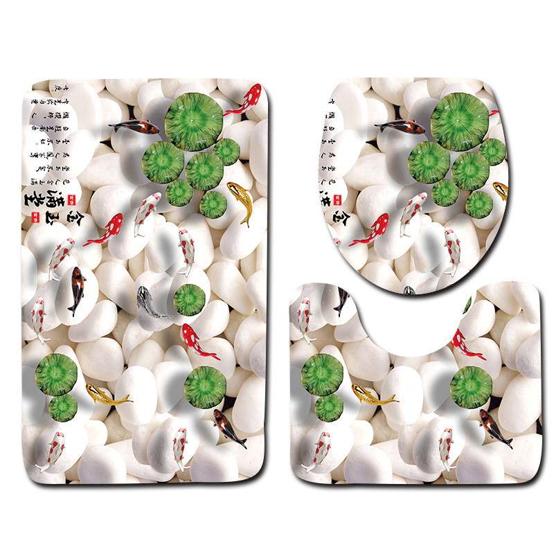 Zeegle Kupaonski tepisi s 3D otisnutim ribama 3-dijelni protuklizni tepih u WC-u Periv postolje Poklopac tepiha Poklopac WC-a Otirači za kupaonicu