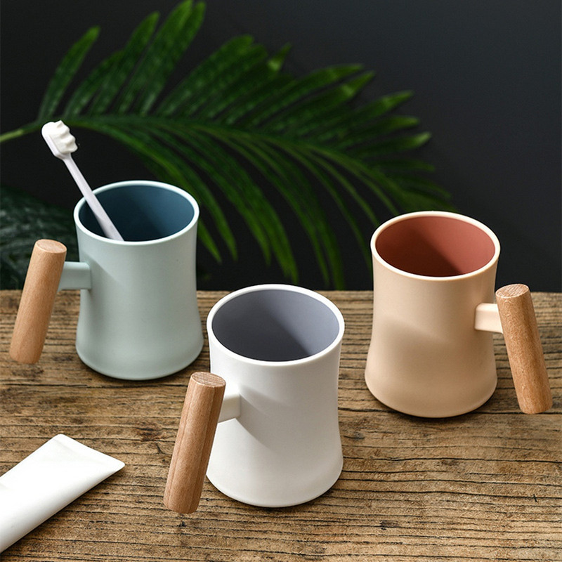 Par čašica za pranje usta Čašica za ispiranje usta PP drvena ručka Šalica za četkicu za zube Šalica za piće Kupaonske čaše