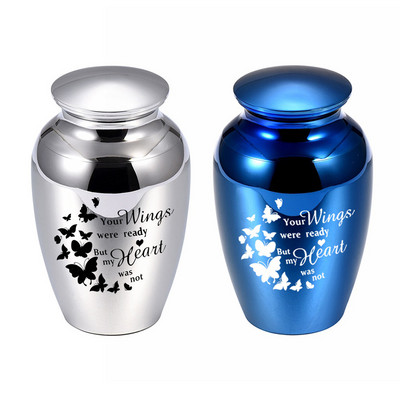 Forever Remembered Classic and Beautiful Butterfly Blue Urn Cremation Adult for Human Ashes - an Elegant High Quality Small Urn