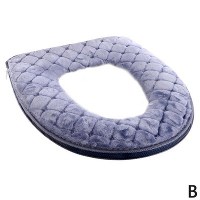 Navlaka za WC školjku Udobna, mekana, debela topla plišana podloga Periva navlaka s patentnim zatvaračem Ukrasna sjedalica WC navlaka Sjedalo za kupaonicu C8M0